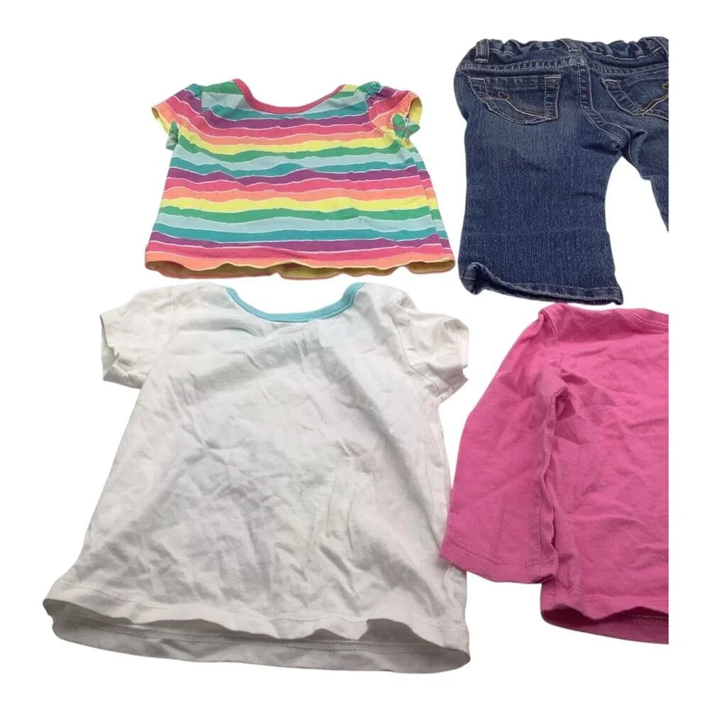 1989 Place Clothing Lot 4pc Girls 6-9 Months Shirts Stretch Boot Cut Denim Jeans